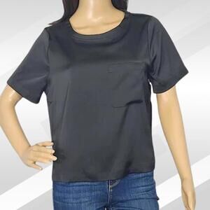 2/$50 Good American Black Short Sleeve Blouse Size 0 | Chic Casual Top